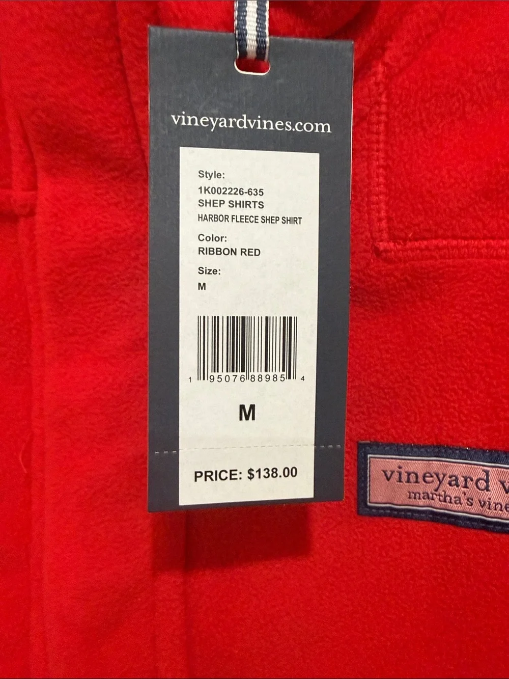 Vineyard Vines Red & Navy Quarter-Zip Fleece Pullover